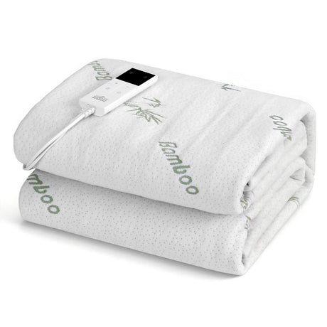 Giselle Electric Blanket Bamboo Fabric King Single Fitted Heated Pad Underlay Washable Winter