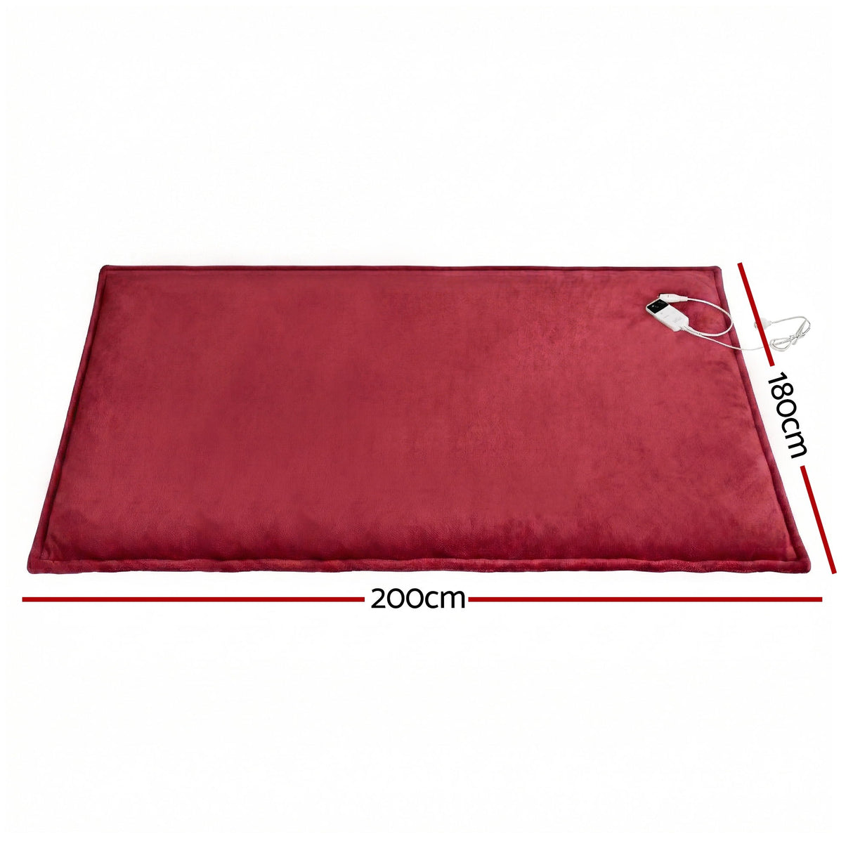Giselle Electric Throw Rug Double Size 200x180cm Fleece Flannel Heated Blanket Burgundy