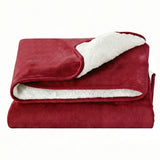 Giselle Electric Throw Rug Double Size 200x180cm Fleece Flannel Heated Blanket Burgundy