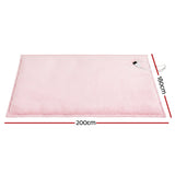 Giselle Electric Throw Rug Double Size 200x180cm Fleece Flannel Heated Blanket Pink