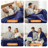 Giselle Electric Throw Rug Double Size 200x180cm Coral Fleece Heated Blanket Navy Blue