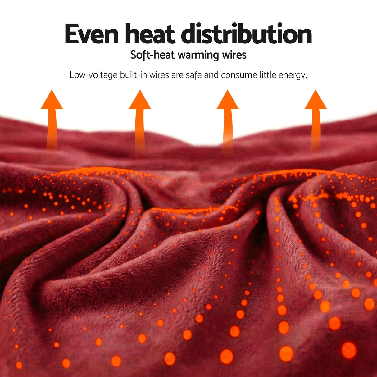 Giselle Electric Throw Rug Dual Side Fleece Flannel Heated Blanket Burgundy