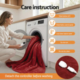 Giselle Electric Throw Rug Dual Side Fleece Flannel Heated Blanket Burgundy