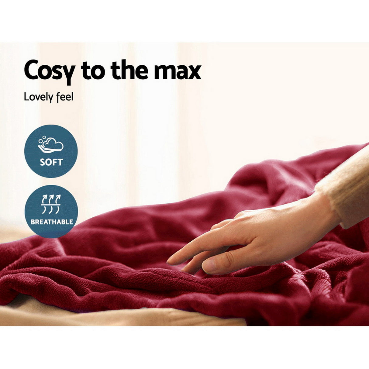 Giselle Electric Throw Heated Blanket Fleece Red