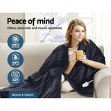 Giselle Bedding Heated Electric Throw Fleece Sunggle Blanket Washable Charcoal