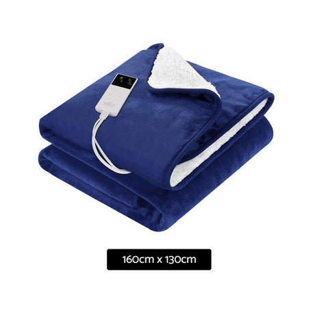 Giselle Electric Throw Heated Blanket Washable Snuggle Flannel Winter Navy
