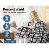 Giselle Bedding Electric Throw Flannel Snuggle Blanket Washable Heated Grey and White Checkered