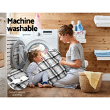 Giselle Bedding Electric Throw Flannel Snuggle Blanket Washable Heated Grey and White Checkered