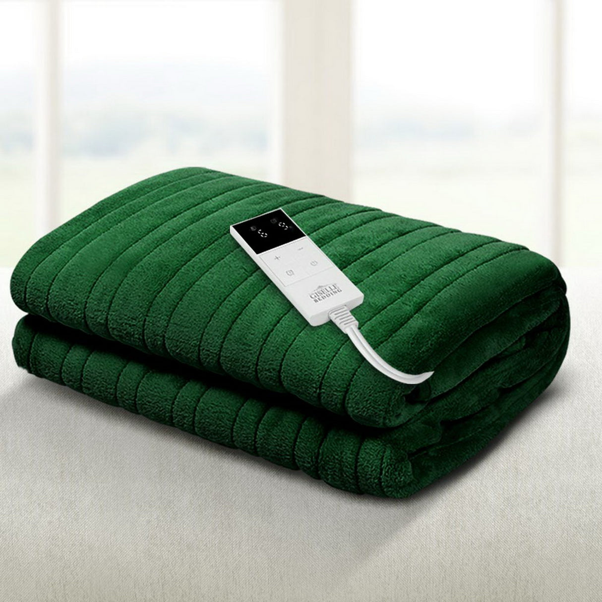 Giselle Electric Throw Heated Blanket Washable Snuggle Flannel Winter Green