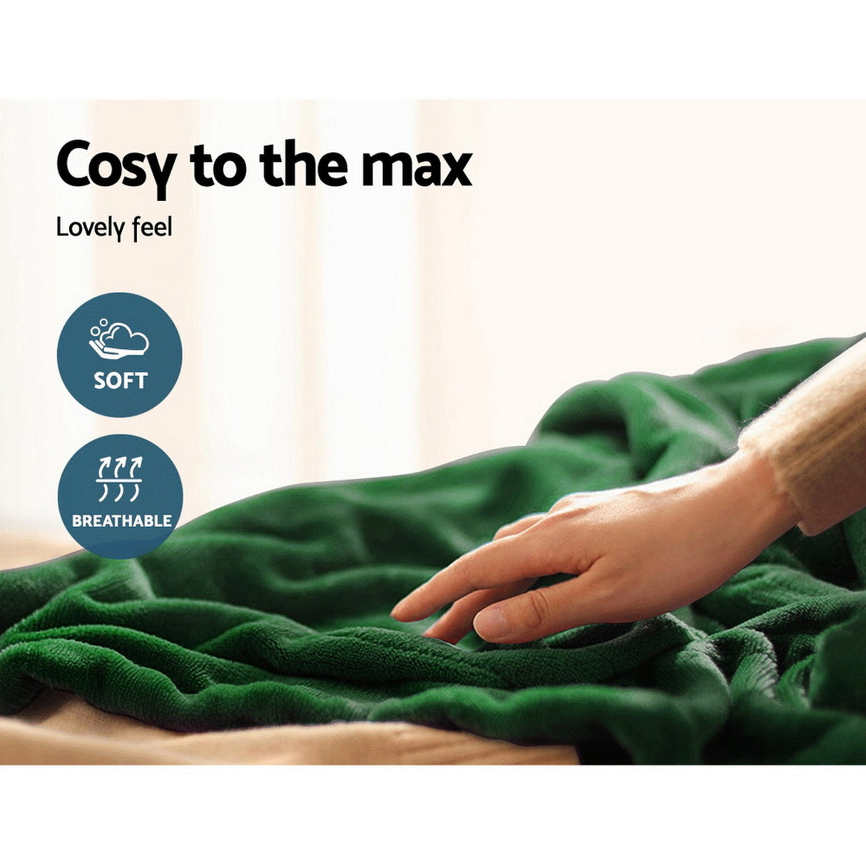 Giselle Electric Throw Heated Blanket Washable Snuggle Flannel Winter Green