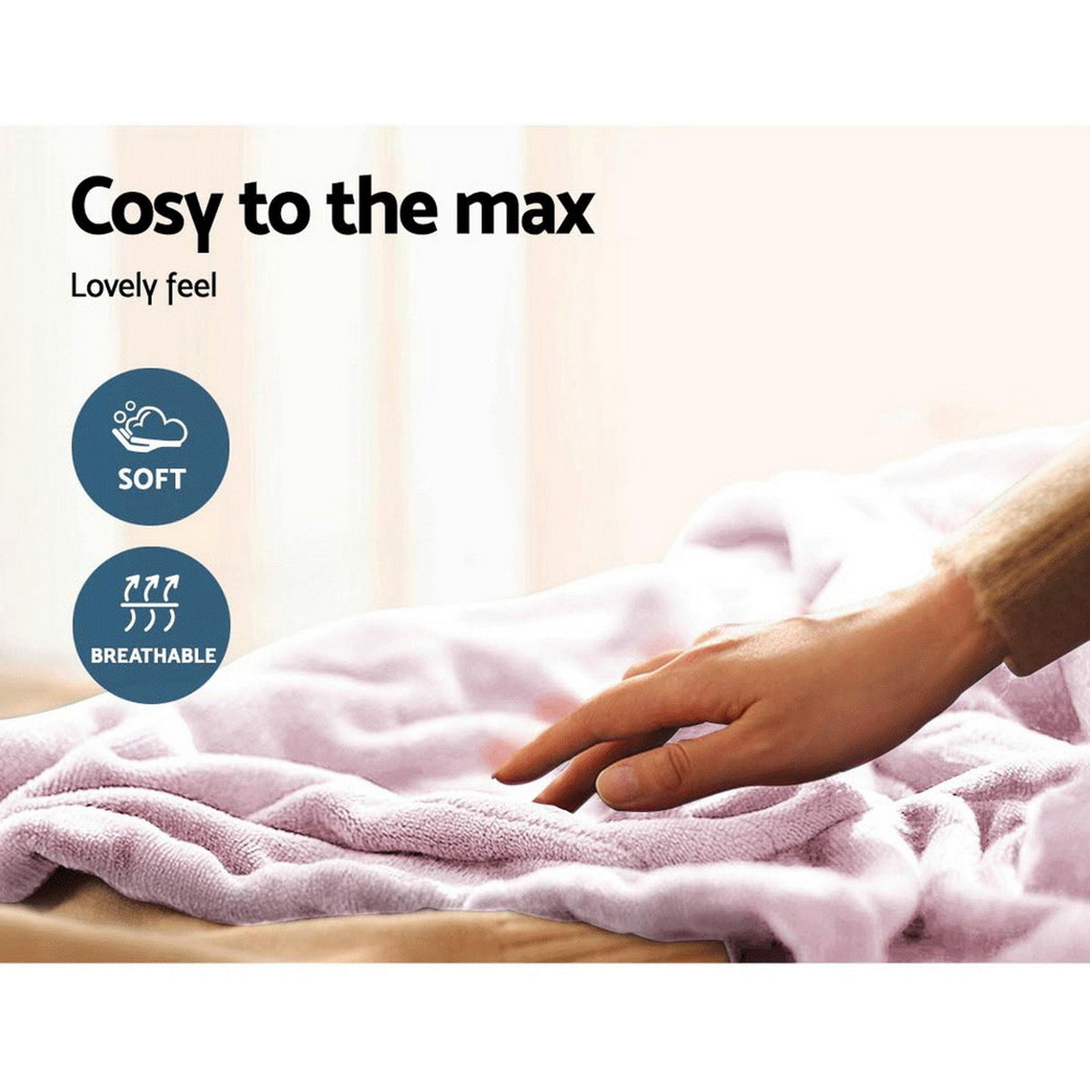 Giselle Electric Throw Heated Blanket Fleece Pink