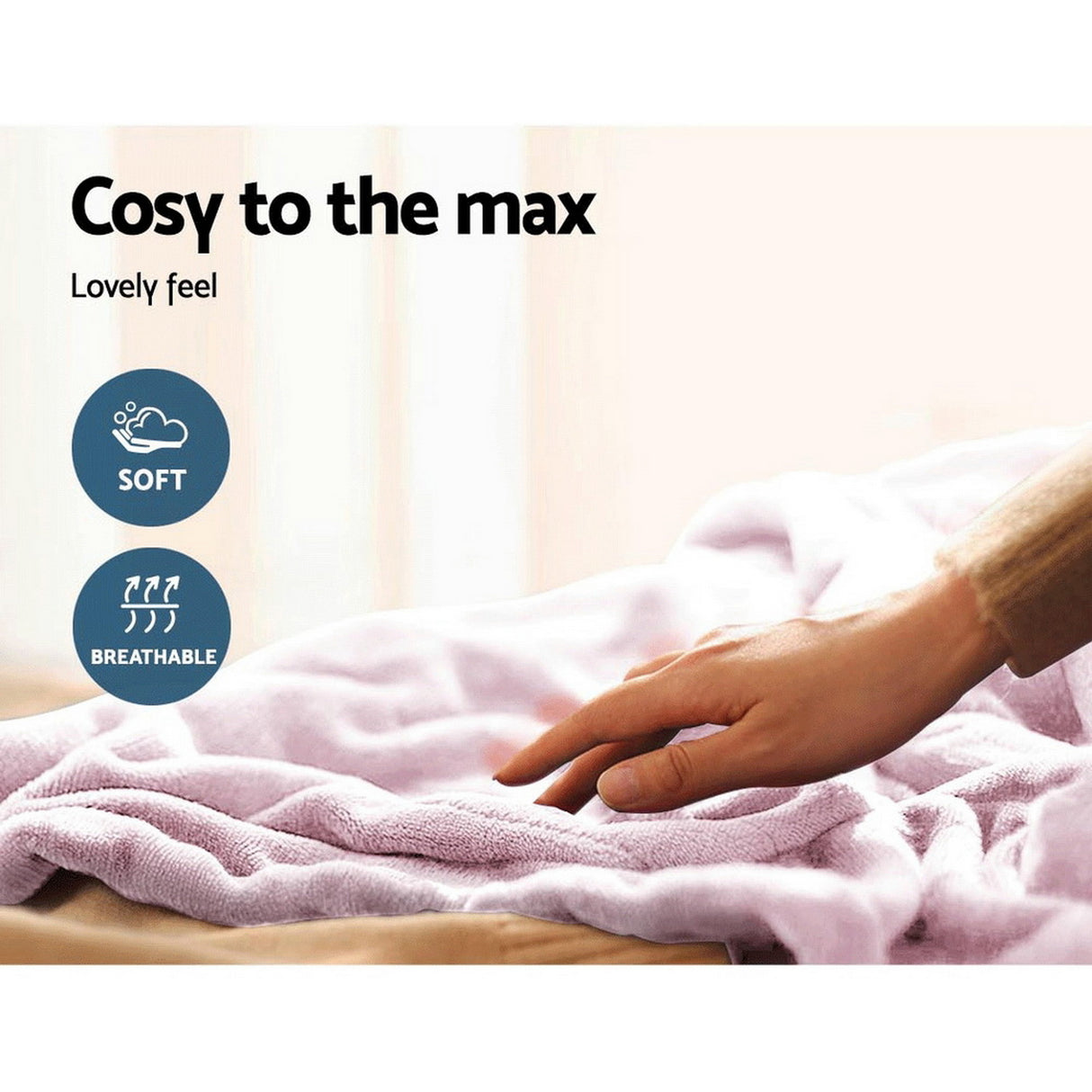 Giselle Electric Throw Heated Blanket Fleece Pink