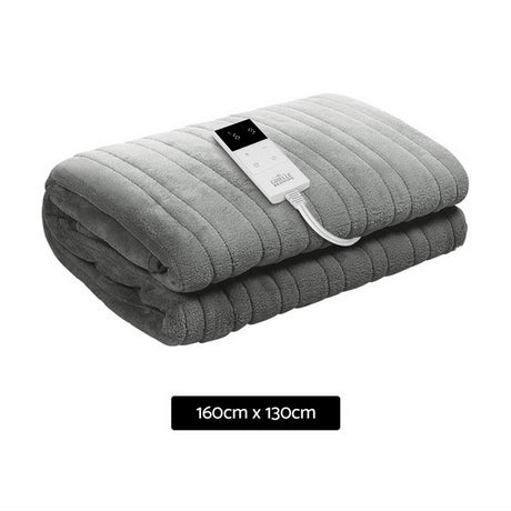 Giselle Bedding Heated Electric Throw Fleece Sunggle Blanket Washable Silver