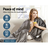 Giselle Bedding Heated Electric Throw Fleece Sunggle Blanket Washable Silver