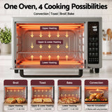 Devanti 48L Convection Oven Electric Fryer Bake Grill Ovens Benchtop 2000W Silver