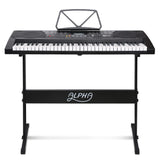 Alpha 61 Keys Electronic Piano Keyboard Digital Electric w/ Stand Lighted Black