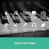 Alpha 61 Keys Electronic Piano Keyboard Digital Electric w/ Stand Lighted Black