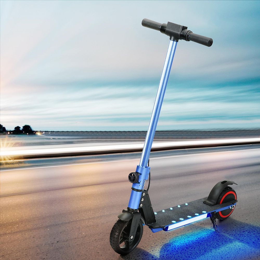 Electric Scooter 130W 16KM/H LED Light Folding Portable Riding Commuter Blue