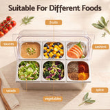 5-Star Chef 6 Pan Food Serving Display Stainless Steel Cooler Platter with Clear Roll Top Cover