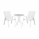 Gardeon 3PC Outdoor Bistro Set Table and Chairs Stackable Patio Furniture White