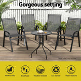 Gardeon 4PC Outdoor Dining Chairs Stackable Lounge Chair Patio Furniture Grey