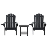 Gardeon Outdoor Table and Chairs HDPE Adirondack Beach Chair Sun Lounge Patio Furniture Garden Black