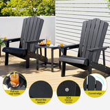 Gardeon Outdoor Table and Chairs HDPE Adirondack Beach Chair Sun Lounge Patio Furniture Garden Black