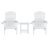 Gardeon Outdoor Table and Chairs HDPE Adirondack Beach Chair Sun Lounge Patio Furniture Garden White