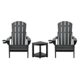 Gardeon Outdoor Table and Chairs HDPE Folding Adirondack Beach Chair Patio Furniture Black