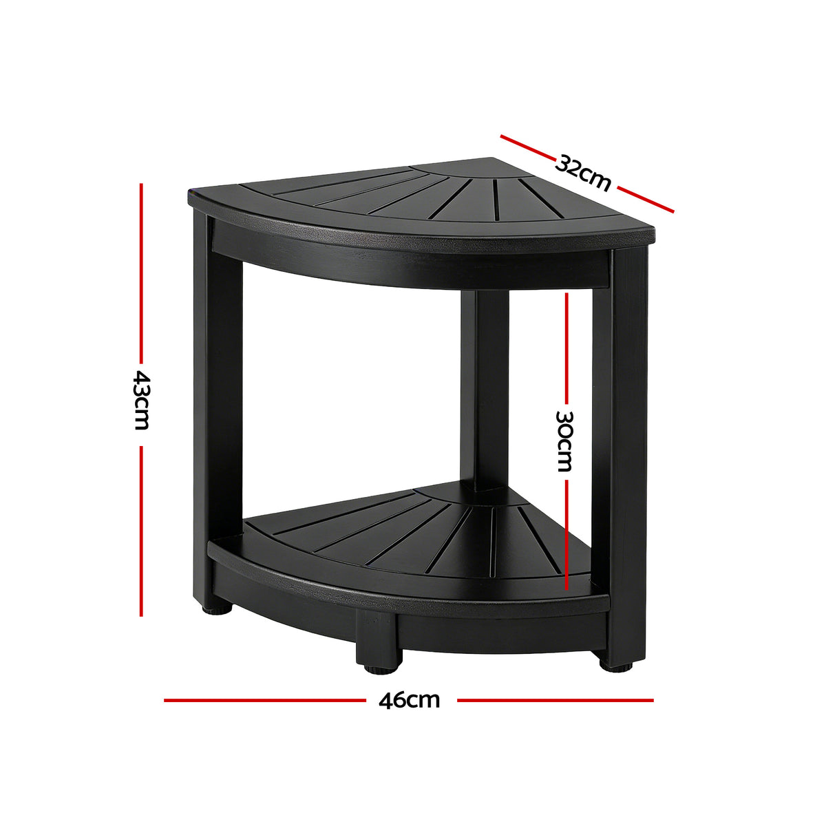 Gardeon Outdoor Coffee Side Table HDPE Desk Corner Shower Stool Bench Seat with Storage Shelf Black