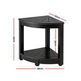 Gardeon Outdoor Coffee Side Table HDPE Desk Corner Shower Stool Bench Seat with Storage Shelf Black