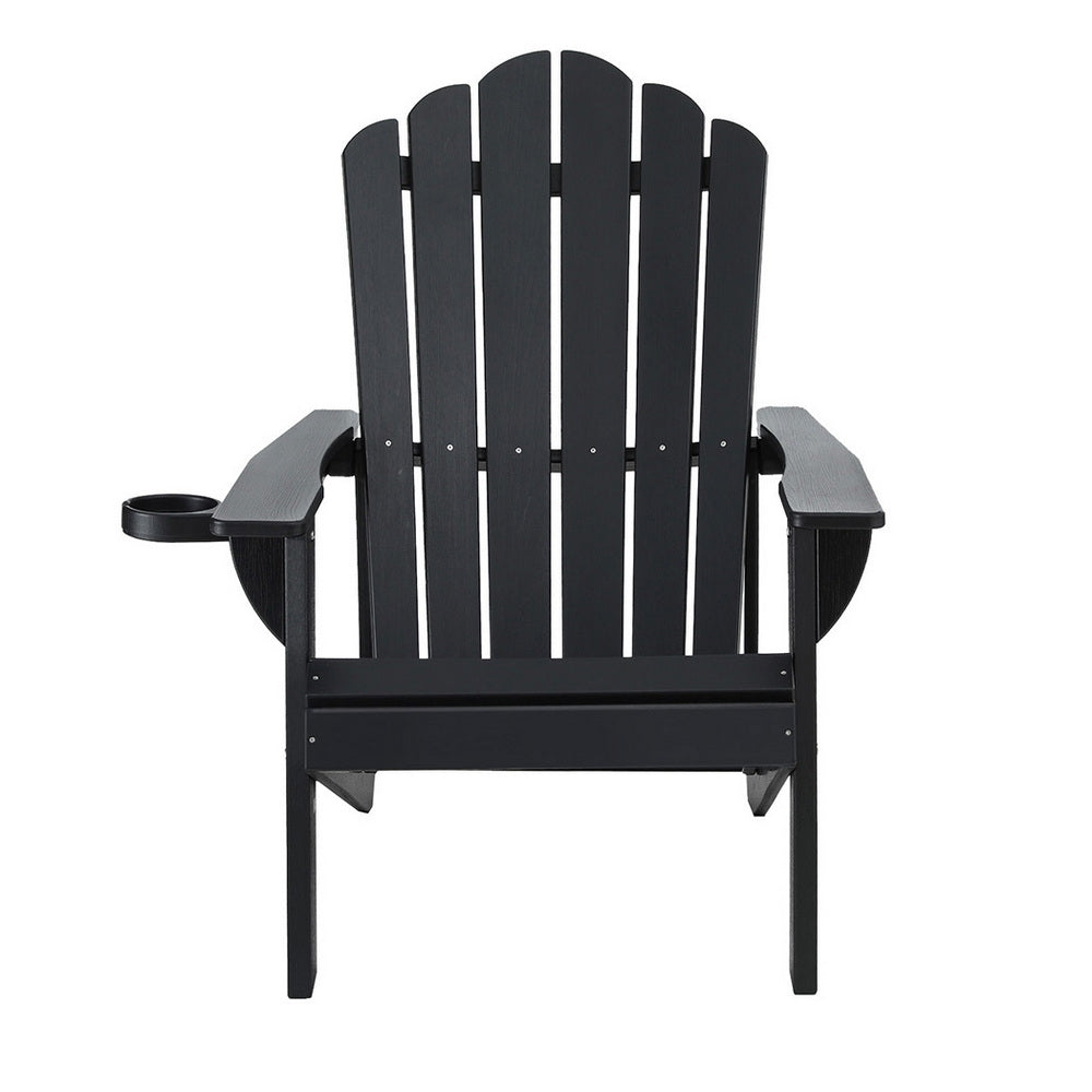 Gardeon Outdoor Chairs HDPE Adirondack Beach Chair Sun Lounge Patio Furniture Garden Black