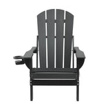 Gardeon Outdoor Chairs Folding Adirondack Beach Chair HDPE Sun Lounge Patio Furniture Garden Black