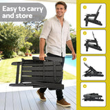 Gardeon Outdoor Chairs Folding Adirondack Beach Chair HDPE Sun Lounge Patio Furniture Garden Black