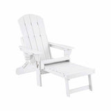Gardeon Folding Sun Lounger Adirondack Chair Outdoor Lounge Setting HDPE Recliner Footrest White