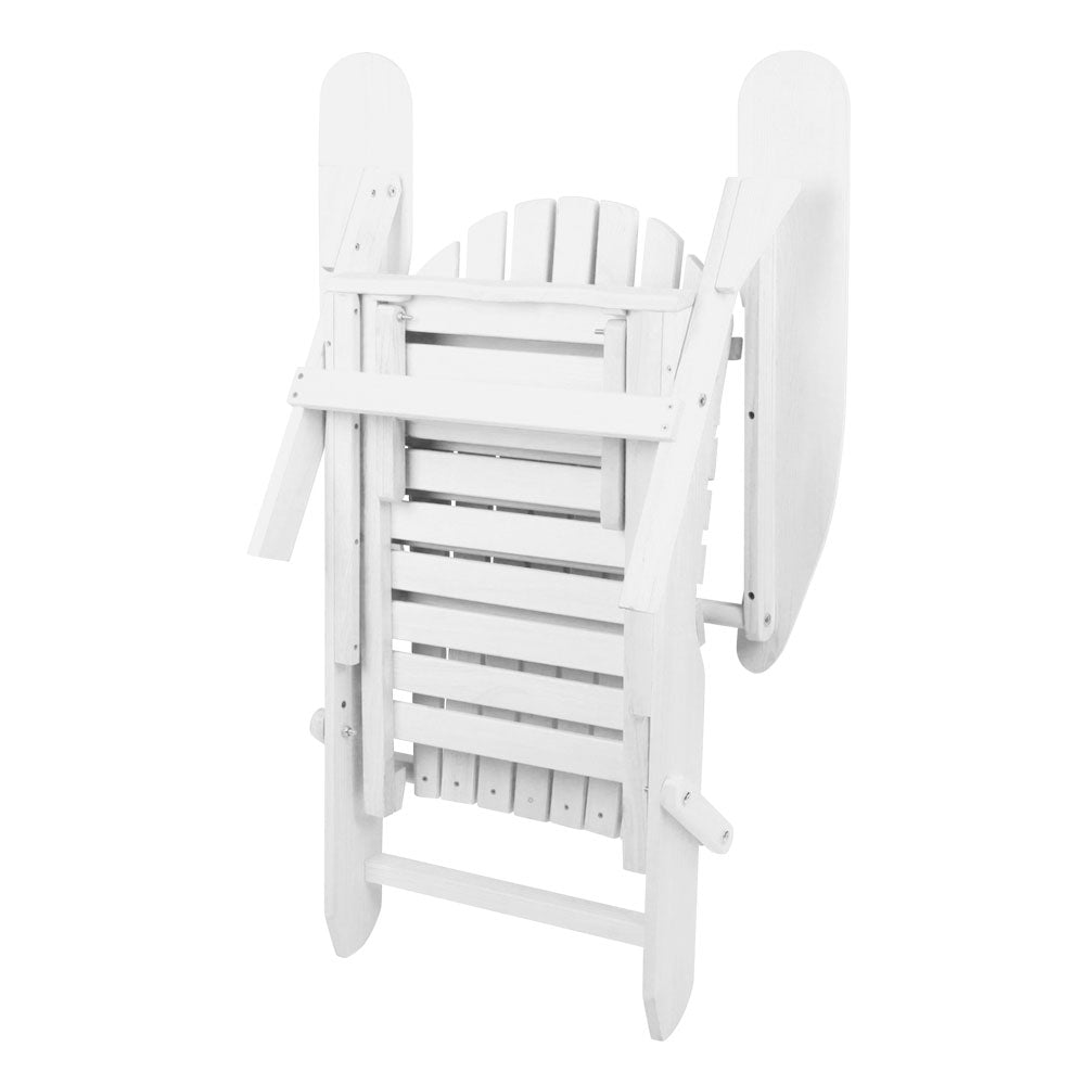 Gardeon Sun Lounge Outdoor Chairs Wooden Foldable Patio Furniture Adirondack White