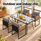 Gardeon 5PC Outdoor Dining Set 140CM Table and Chairs Patio Furniture Garden Cushion