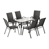 Gardeon 7PC Outdoor Dining Set Table and Chairs Patio Furniture Garden Bistro Set Black