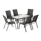 Gardeon 7PC Outdoor Dining Set Table and Chairs Patio Furniture Bistro Set Garden Black