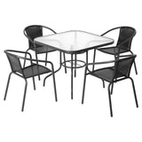 Gardeon Outdoor Dining Set 5 Piece Steel Stackable Chairs Table Patio Furniture