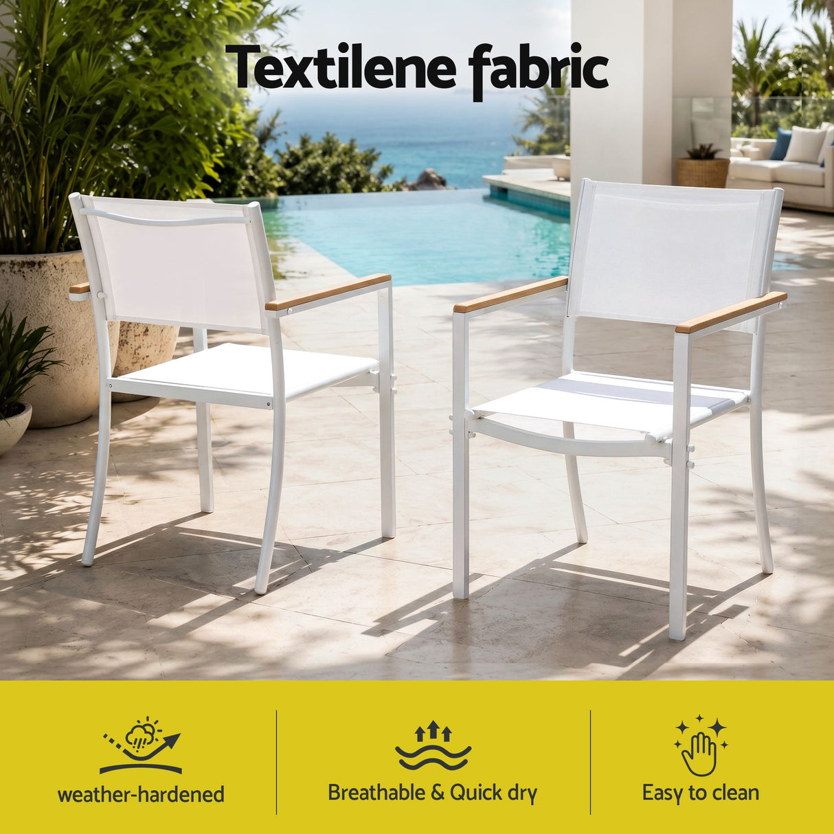 Gardeon 7PCS Outdoor Dining Set Table and Chairs Patio Garden Furniture Bistro Set White