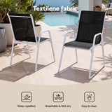 Gardeon 7 Piece Outdoor Dining Set Steel Textilene Patio Furniture Table and Chairs Black