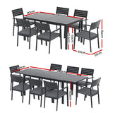 Gardeon Outdoor Dining Set 9PCS Aluminum Extendable Table Chairs Patio Furniture