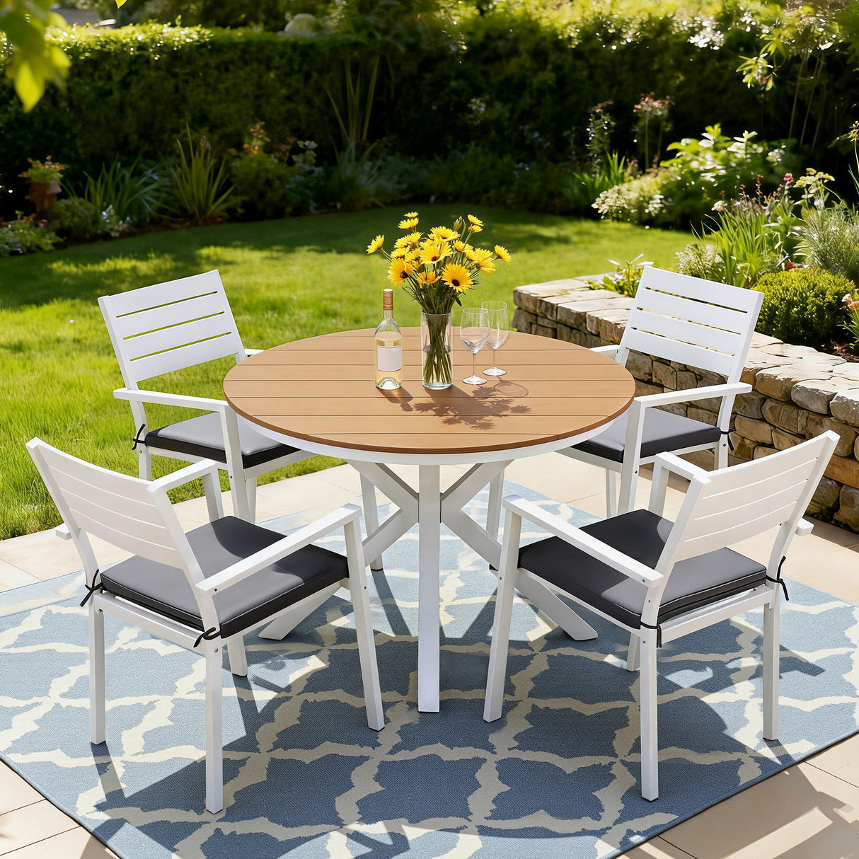 Gardeon Outdoor Dining Set 5 Piece Aluminum WPC Tabletop Patio Furniture