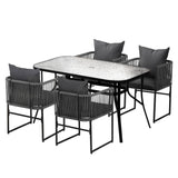 Gardeon 5PC Outdoor Dining Set Table and Chairs Patio Furniture Garden Bistro Set Black