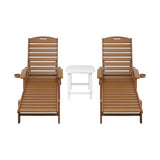 Gardeon Sun Lounge Lounger Table and Chairs Beach Chair HDPE Patio Outdoor Furniture Wheels Brown