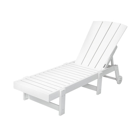 Gardeon Sun Lounge Beach Chair HDPE Adirondack Lounger Patio Outdoor Furniture with Wheels White