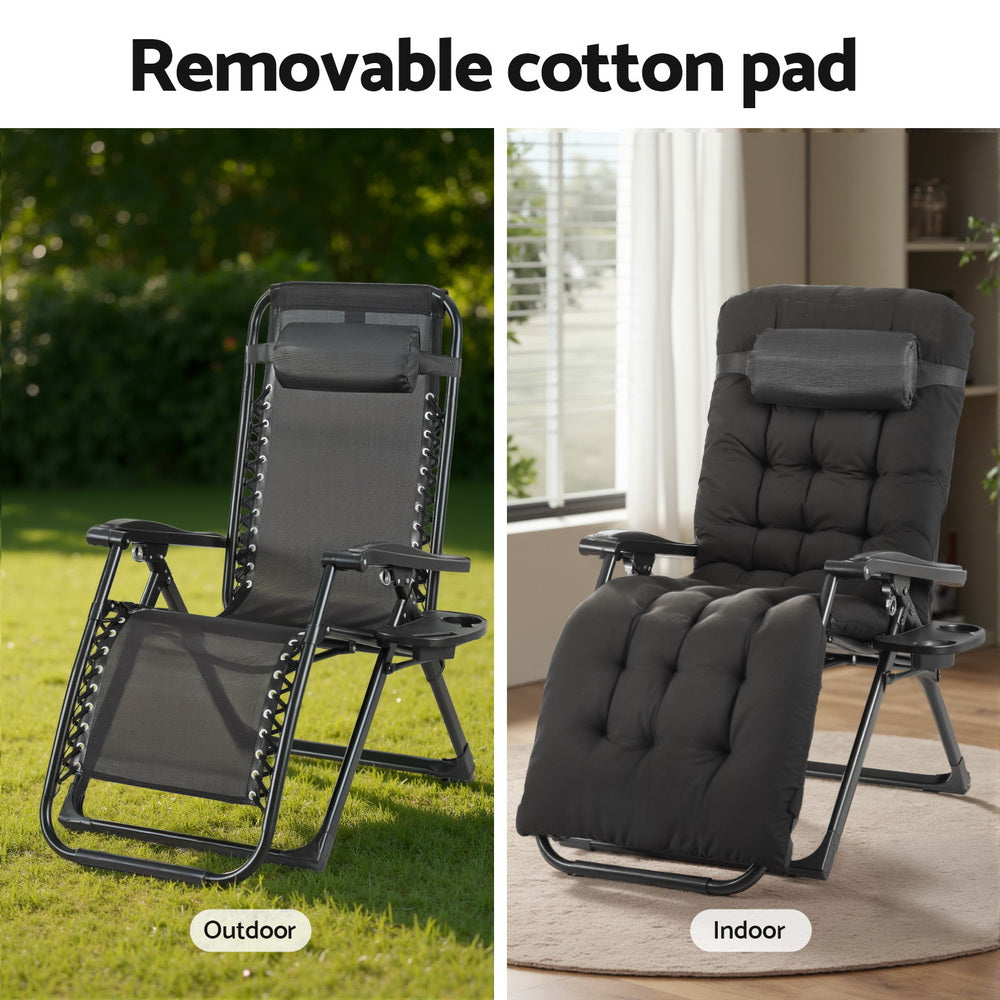 Gardeon Sun Lounge Lounger Folding Camping Zero Gravity Chair Outdoor Furniture
