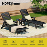 Gardeon 2PCS Sun Lounge Lounger Beach Chair HDPE Patio Outdoor Furniture with Wheels Black