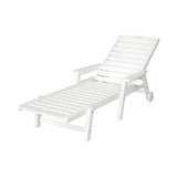 Gardeon Sun Lounge Lounger Beach Chair HDPE Patio Outdoor Furniture with Wheels White
